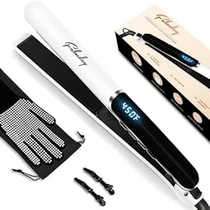 Fabuday Hair Straightener Flat Iron for Women - Fast Heat Up, Dual Voltage, LED Display, 12 Adjustabel Temp, Auto Shut Off Straightening Iron, Flat Irons for All Type Hair, 1'' Ceramic Plates