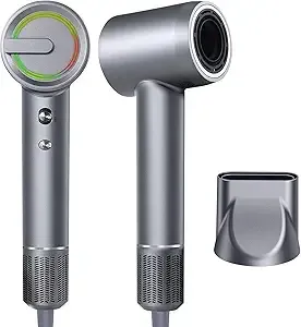Hair Dryer,110000 RPM Professional High-Speed Blow Dryer 200 Million Millions Negative Ionic Care Hair Dryer for Fast Drying 4 Temps/2 Speeds Lightweight Hairdryer for Home Travel Women Man(Silver)